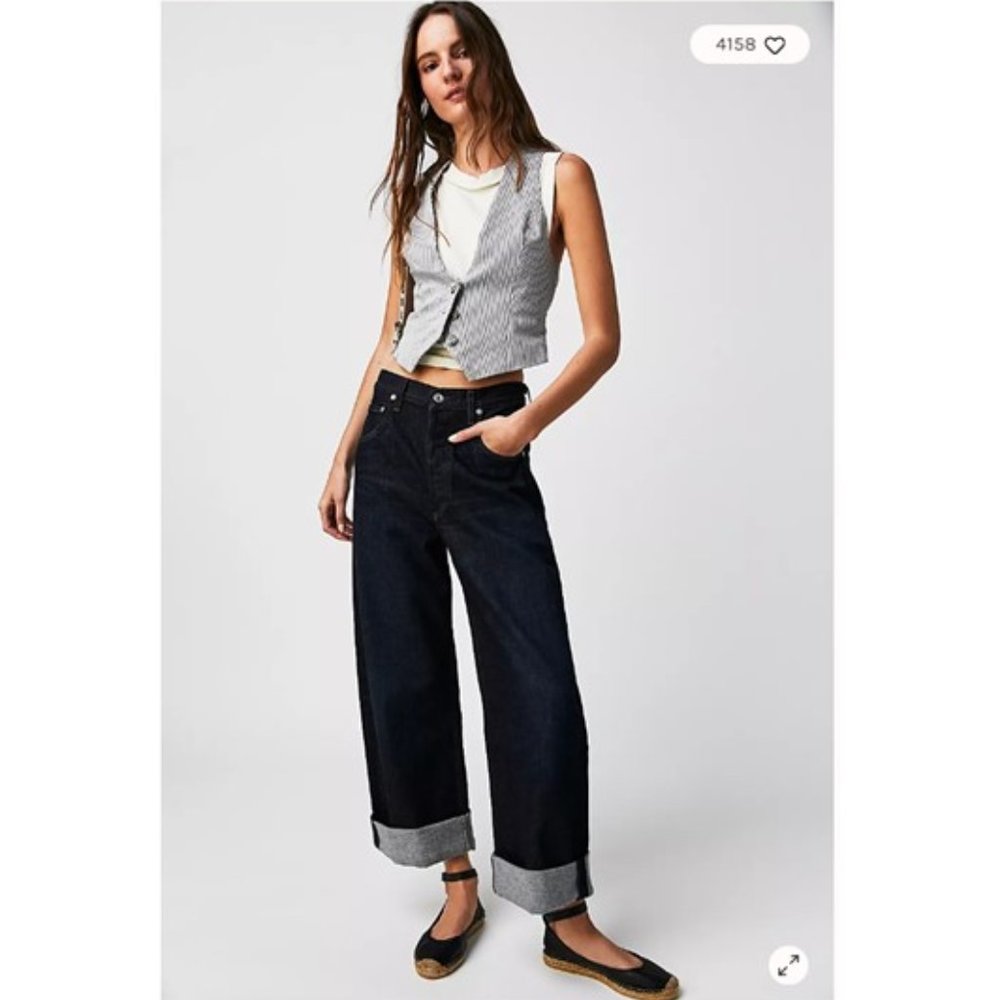 NWT-Citizens of Humanity x Free People Bandit Ayla Baggy Cuffed Cropped Jeans